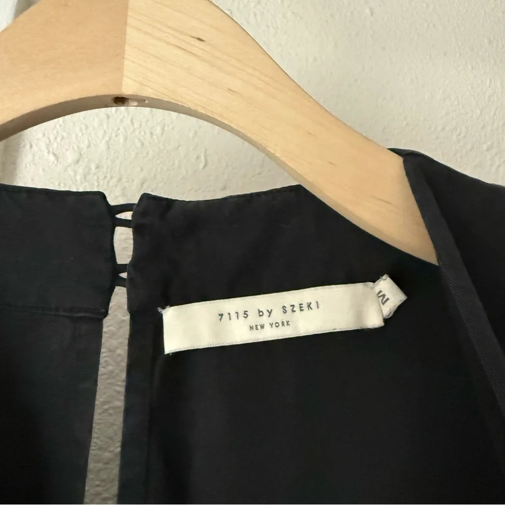 7115 BY SZEKI black tencel sleeveless v neck cropped slim leg‎ jumpsuit
